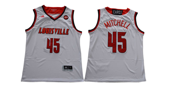 Louisville Cardinals 45 Donovan Mitchell White College Basketball Jersey,We sell and wholesale Louisville Cardinals 45 Donovan Mitchell White College Basketball Jersey on line form chian!
